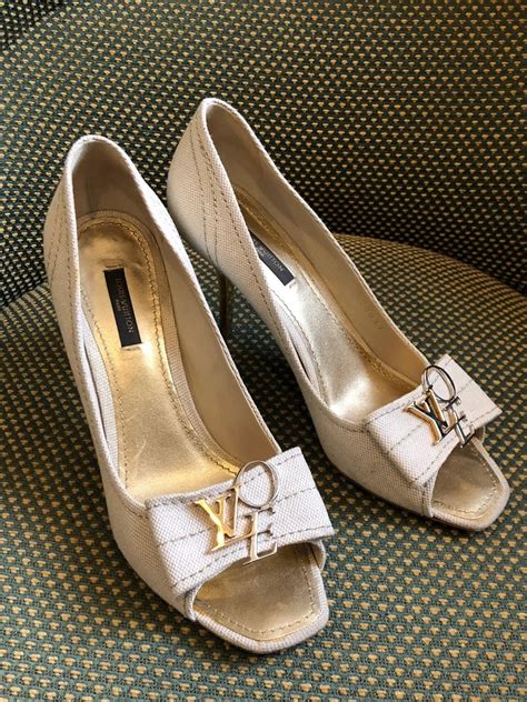 louis vuitton open toe heels|Louis Vuitton white wedding heels.